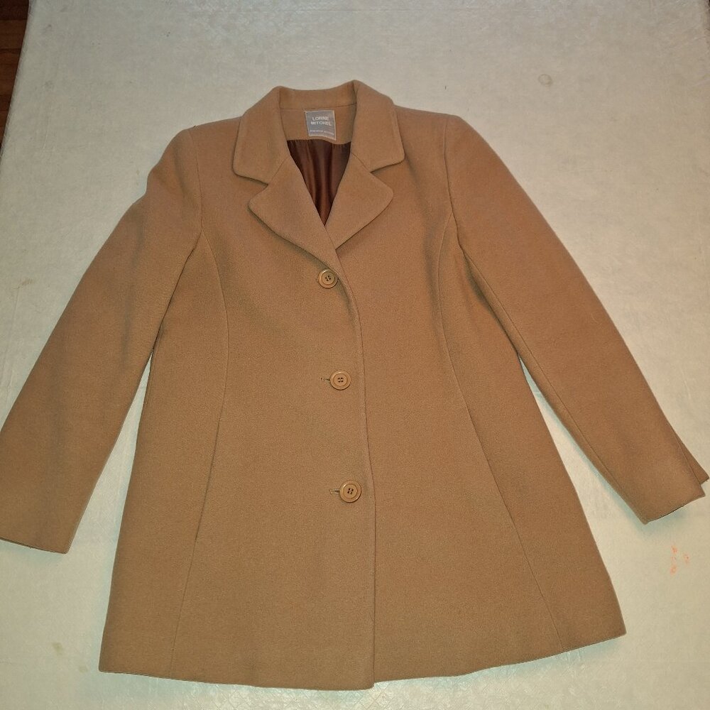 Ladies Beige 3-Button Lined Wool & Cashmere Car C… - image 1